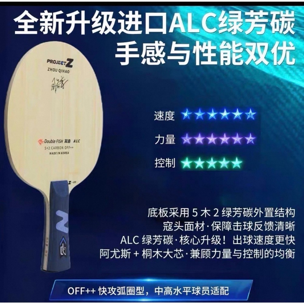 《桌球88》全新 周啟豪特注 雙魚 ProjectZ 外置綠芳碳 ALC 桌球拍-細節圖2