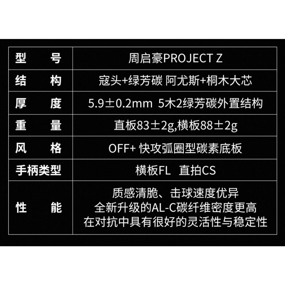 《桌球88》全新 周啟豪特注 雙魚 ProjectZ 外置綠芳碳 ALC 桌球拍-細節圖7