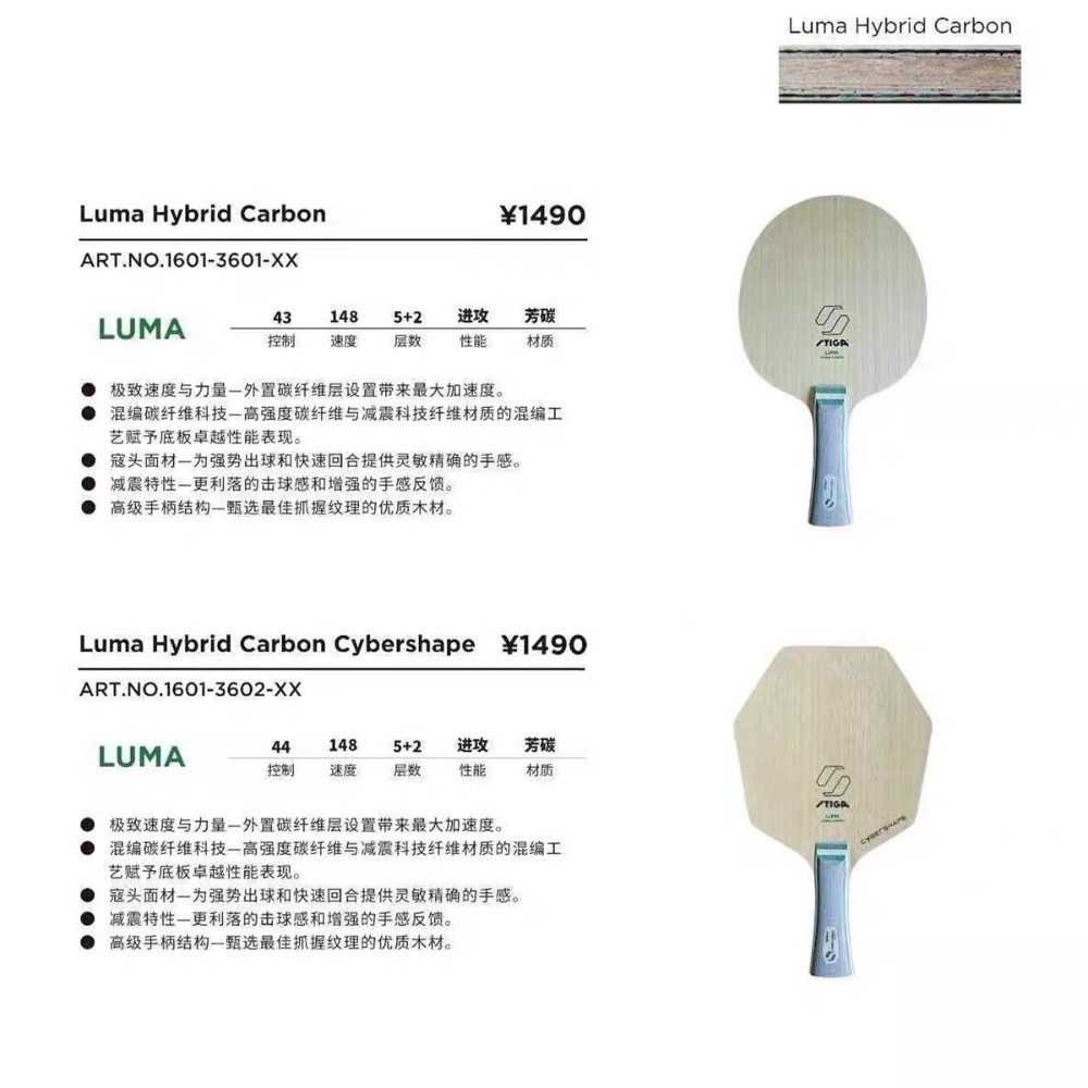 《桌球88》現貨 溫瑞博使用 Stiga Luma 混碳 Luma Hybrid Carbon 桌球拍-細節圖5