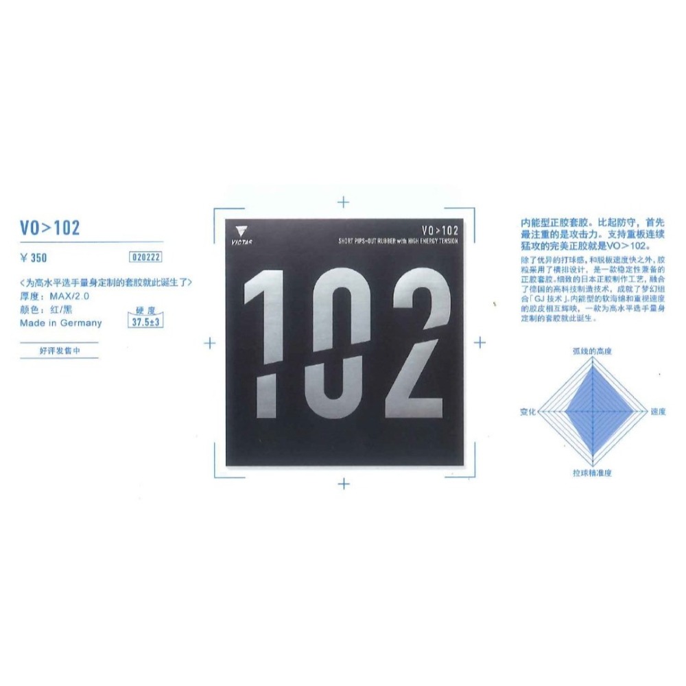 『良心桌球小舖』【含稅開發票】VICTAS VO>102 V0>102短顆粒-細節圖4