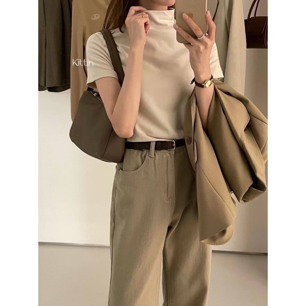 55p.cinereus ▷預購 微高領多色短袖T恤-細節圖4