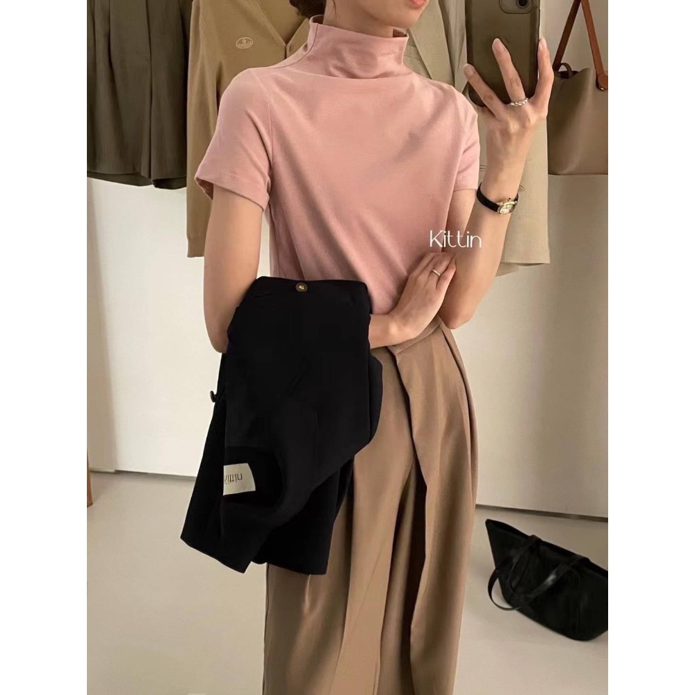 55p.cinereus ▷預購 微高領多色短袖T恤-細節圖7