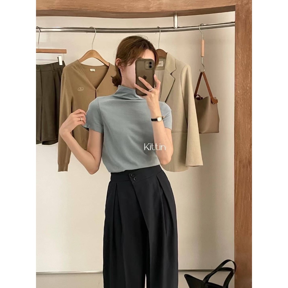 55p.cinereus ▷預購 微高領多色短袖T恤-細節圖9