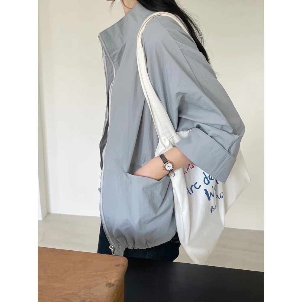 55p.cinereus ▷預購 寬鬆立領雙口袋工裝外套-細節圖6