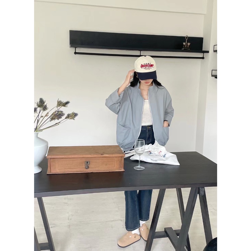 55p.cinereus ▷預購 寬鬆立領雙口袋工裝外套-細節圖11