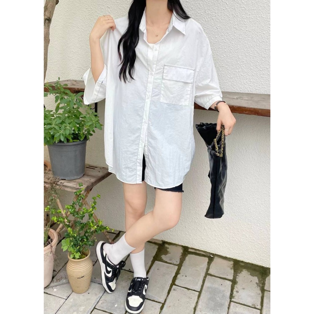 55p.cinereus ▷預購 廠商自訂款涮涮尼龍車線寛版襯衫-細節圖7