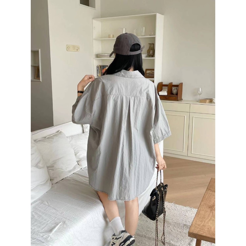 55p.cinereus ▷預購 廠商自訂款涮涮尼龍車線寛版襯衫-細節圖10