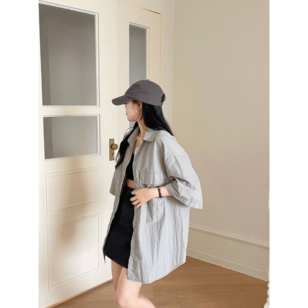 55p.cinereus ▷預購 廠商自訂款涮涮尼龍車線寛版襯衫-細節圖11