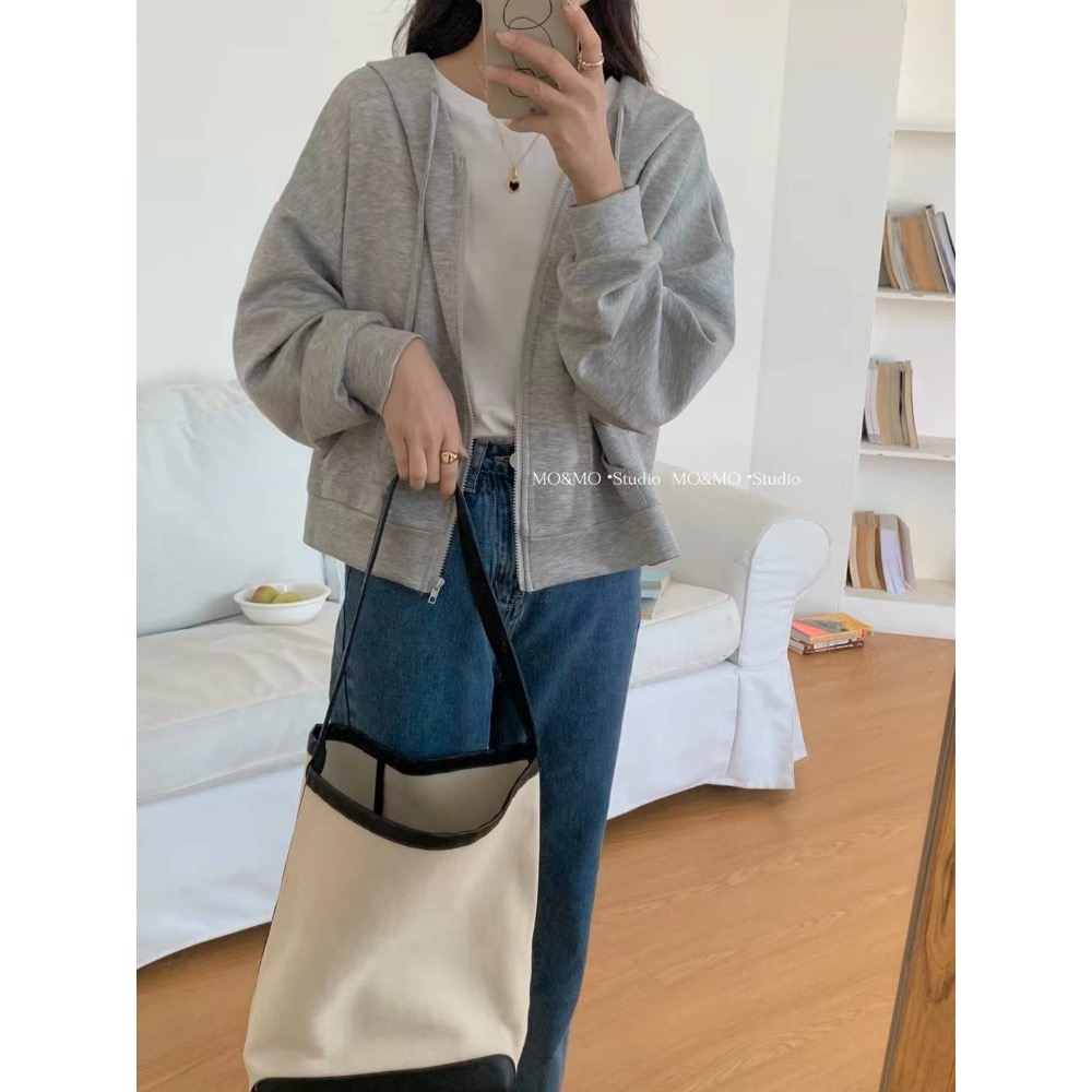 55p.cinereus ▷預購 基本款必買挺版太空棉連帽外套-細節圖3