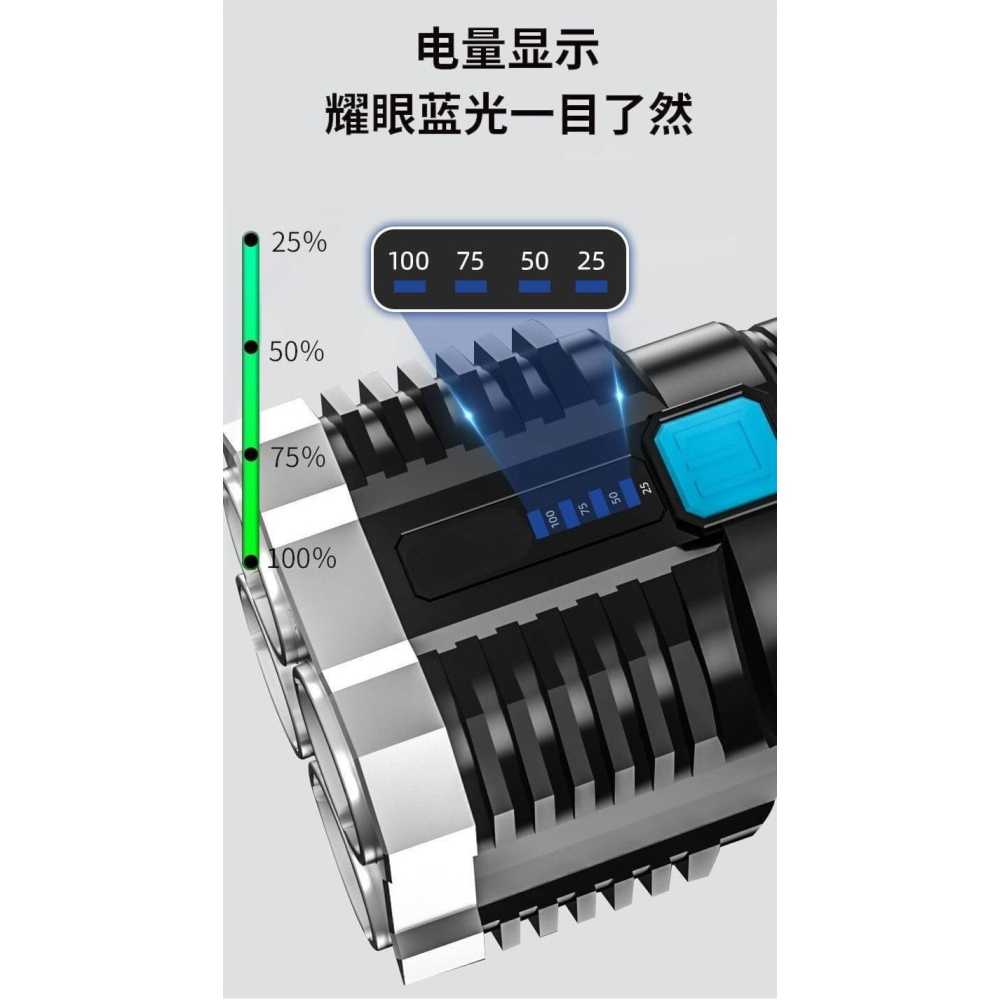 強光手電筒 核爆亮 帶COB側燈 USB充電 LED遠射燈 緊急照明燈 登山手電筒-細節圖3