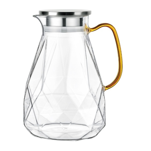 Quasi晶瑩玻璃冷水壺2.2L 耐熱玻璃時尚鑽石紋水壺