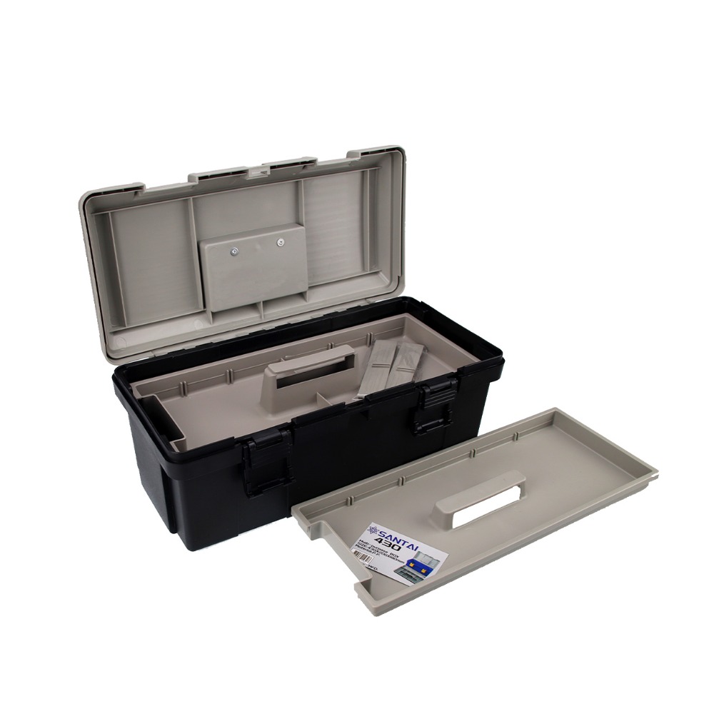 工具箱 收納箱 43*20*18cm B430 QiCai 工程 盒子 零件 單層 大空間 臺灣製造 現貨-細節圖2