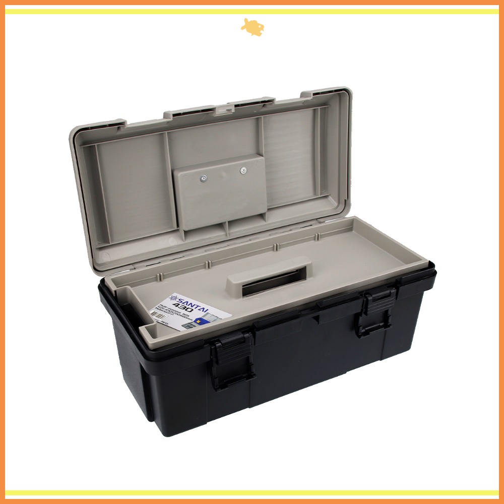 工具箱 收納箱 43*20*18cm B430 QiCai 工程 盒子 零件 單層 大空間 臺灣製造 現貨-細節圖3