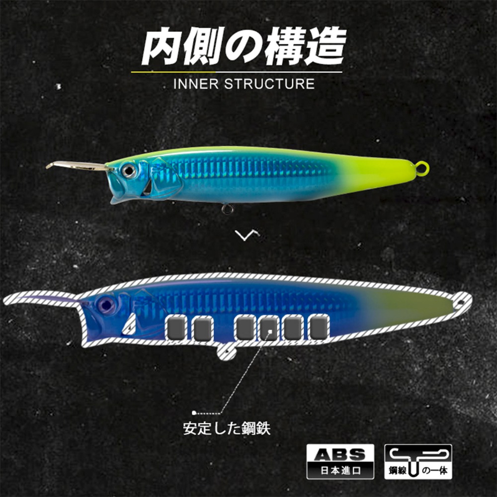 巨型水怪 77g 15cm 沉水 柒采釣具 岸拋 船拋 沉水鉛筆 金槍 遠投 大餌 船釣-細節圖8