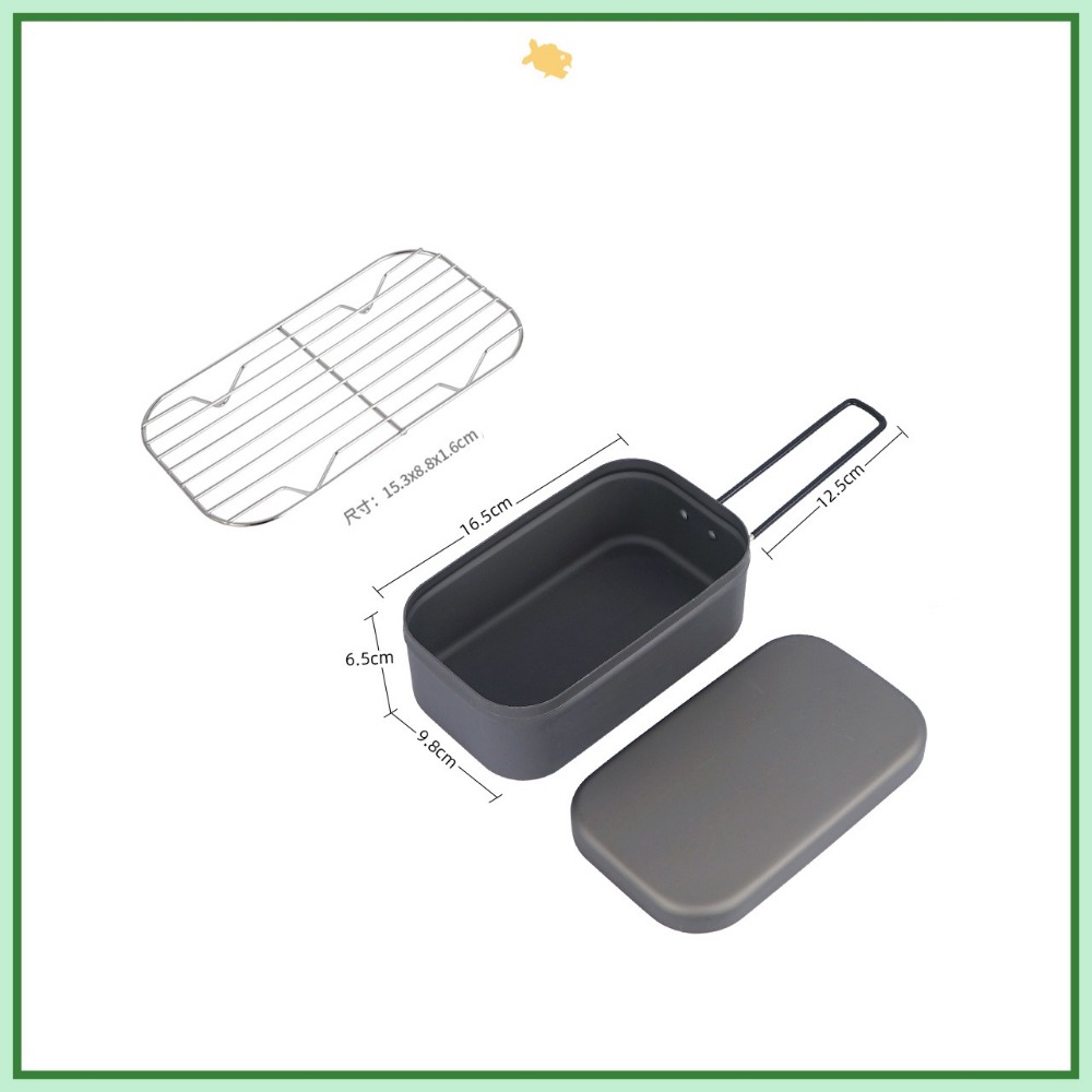 煮飯神器 Qi Cai 便當盒 野營 飯盒 輕量化 露營 登山 本色鋁 陽極黑-細節圖5