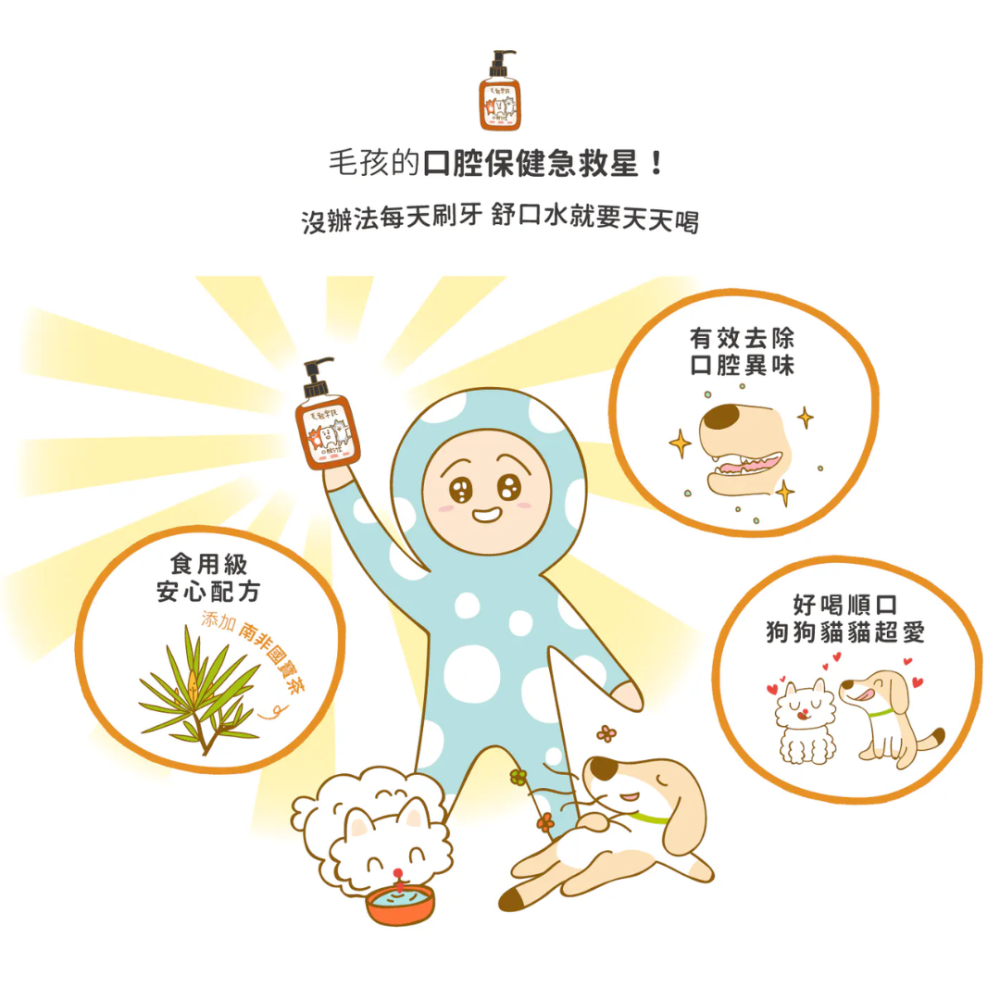 毛起來 MAOUP 得寸淨齒舒口水 395g 喝的潔牙水 寵物漱口水 狗狗貓咪去口臭 食用級配方 台灣製-細節圖3