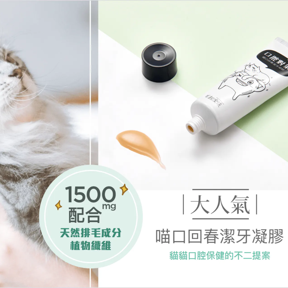 毛起來 喵口回春潔牙凝膠 75g【貓草口味+排毛配方】可食用貓牙膏 貓咪刷牙 口腔清潔 寵物潔牙 去口臭 台灣製-細節圖2