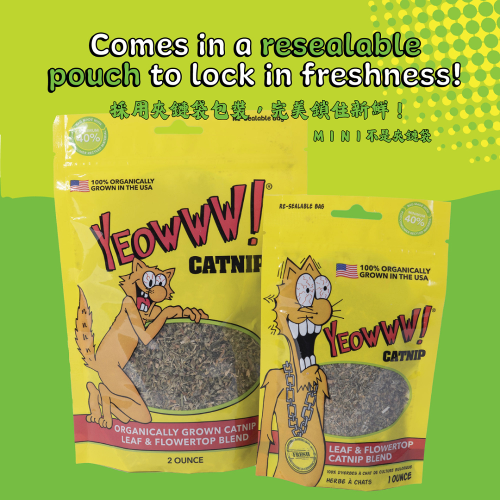 Yeowww! 美國有機貓草【貓咪瘋狂秒嗨】只取花葉 濃郁香氣 貓薄荷 紓壓 貓草包 貓玩具 4g/28g/56g-細節圖4