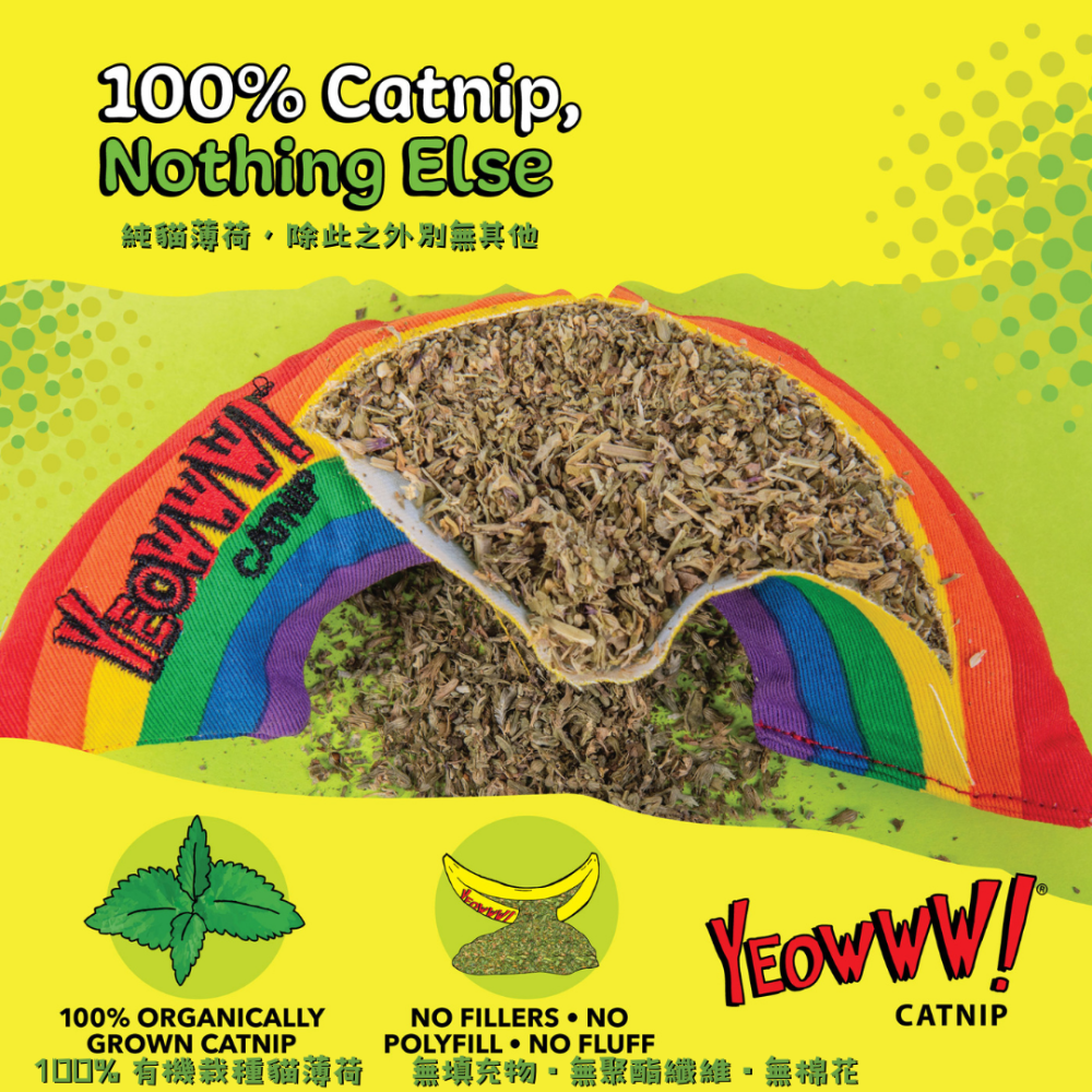 Yeowww! 100%有機貓草玩具【彩虹 Rainbow】美國製造 極致濃郁 無棉花填充 耐咬帆布 紓壓貓玩具 踢踢-細節圖2