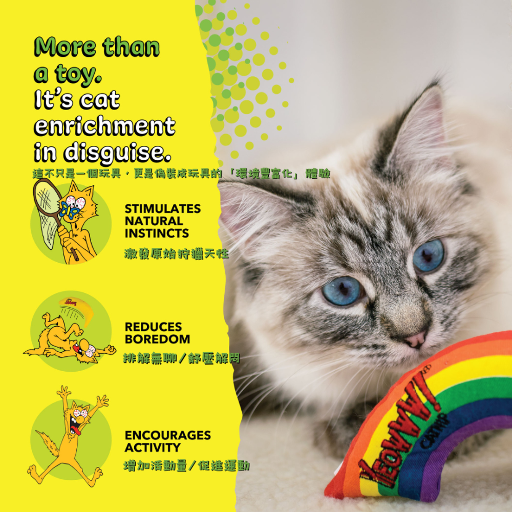 Yeowww! 100%有機貓草玩具【彩虹 Rainbow】美國製造 極致濃郁 無棉花填充 耐咬帆布 紓壓貓玩具 踢踢-細節圖8