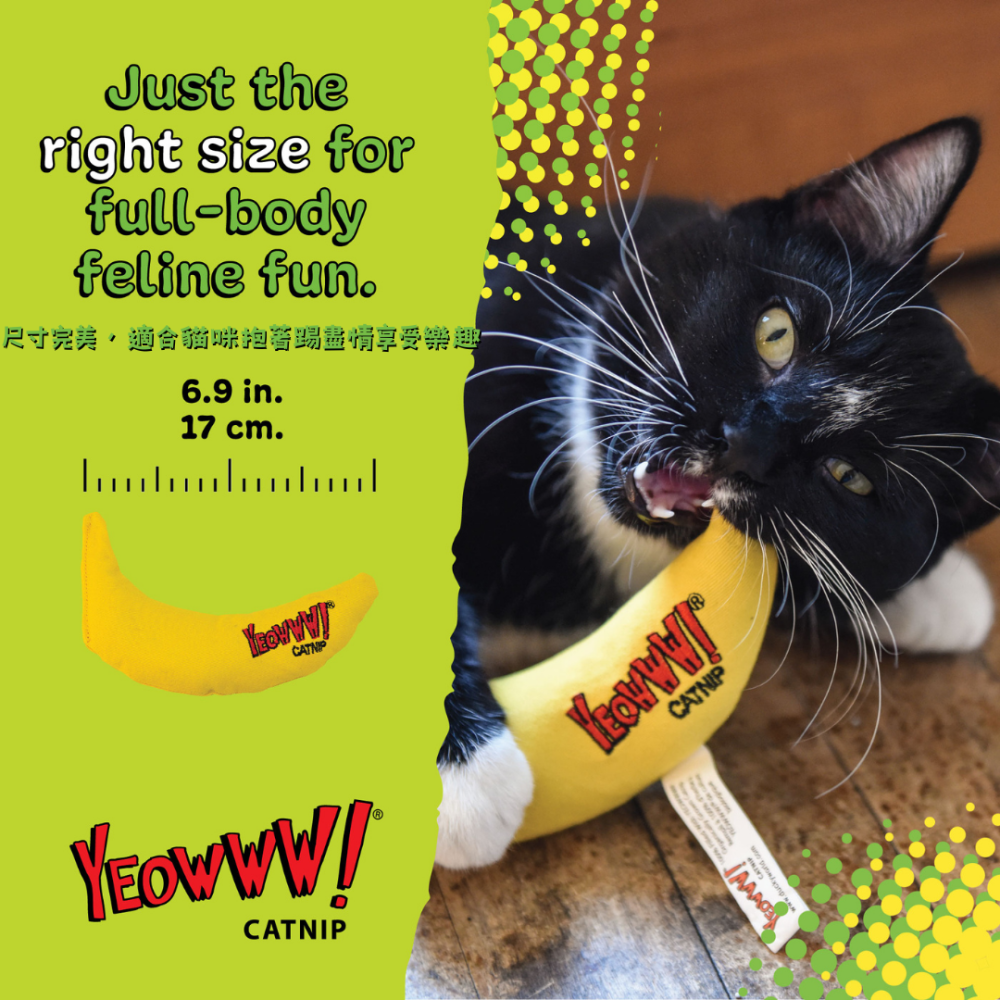 Yeowww! 美國有機貓草香蕉玩具【100%純貓草填充】耐咬帆布 貓草包 踢踢枕 潔牙玩具 Chi-CAT-a Ban-細節圖4