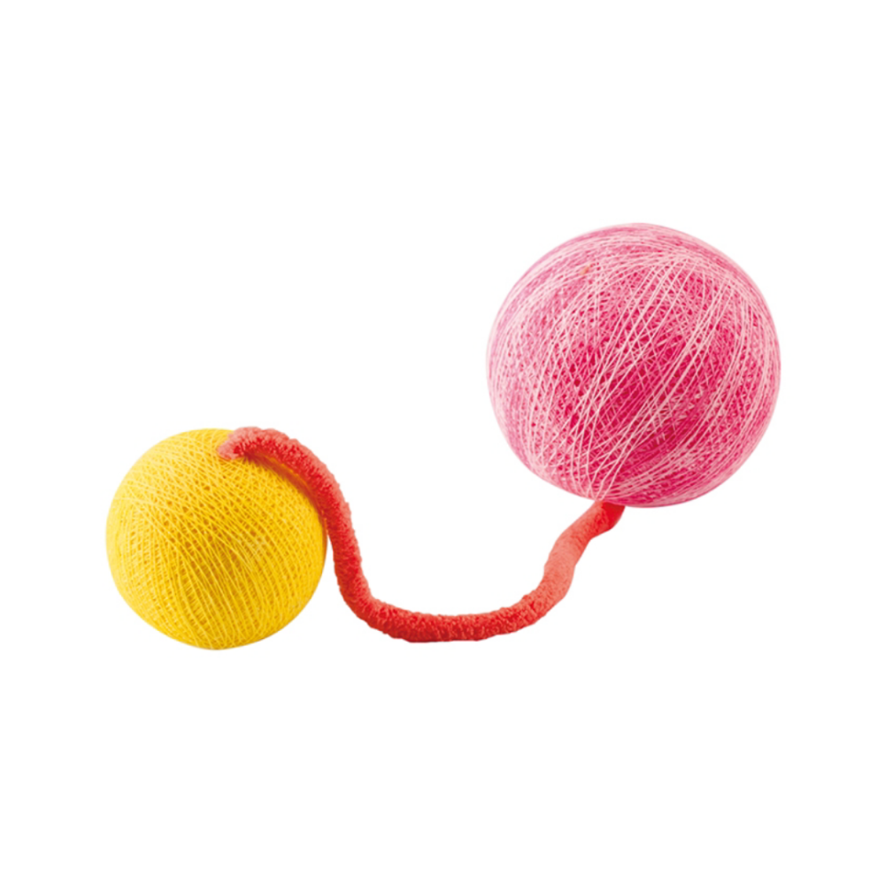 CattyMan 逗貓編織毛氈雙球【連動翻滾＋沙沙聲誘惑】貓玩具 抓咬球 互動玩具 寵物玩具-細節圖2