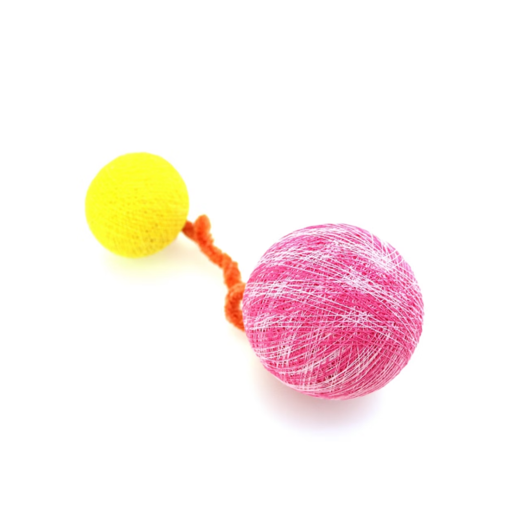 CattyMan 逗貓編織毛氈雙球【連動翻滾＋沙沙聲誘惑】貓玩具 抓咬球 互動玩具 寵物玩具-細節圖3