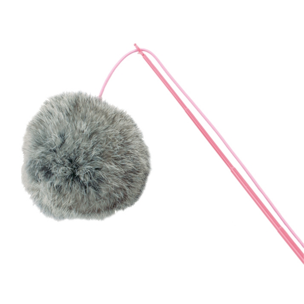 【CattyMan】天然兔毛靈動毛球逗貓棒 日本熱銷 真毛質感 釣竿逗貓棒 彈力繩 仿真獵物 激發狩獵本能 貓玩具-細節圖2