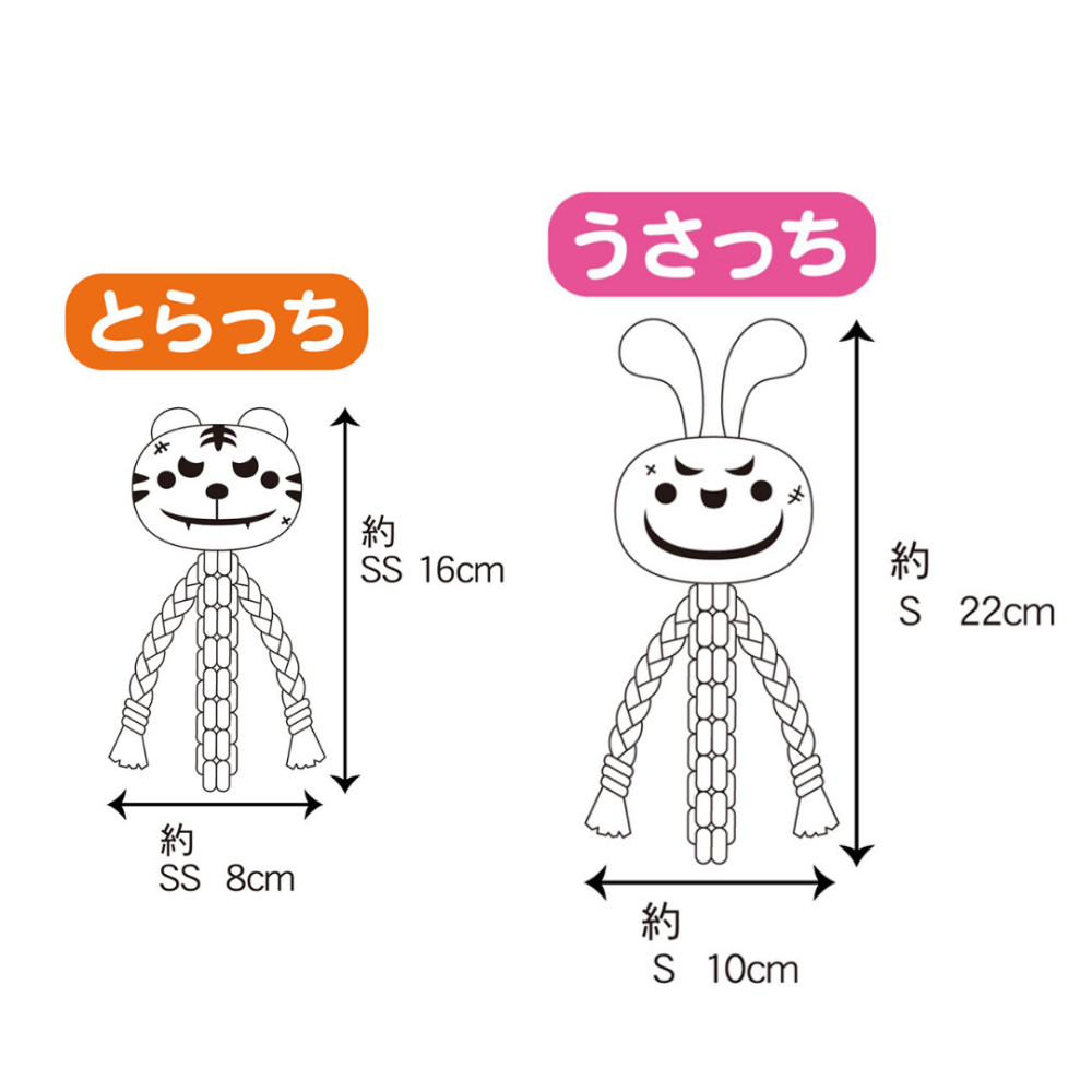 DoggyMan 狗狗棉繩潔牙玩具【發聲耐咬推薦】寵物發聲玩具 幼犬磨牙 狗玩具 潔牙繩 狗咬繩 黃虎 粉兔-細節圖5