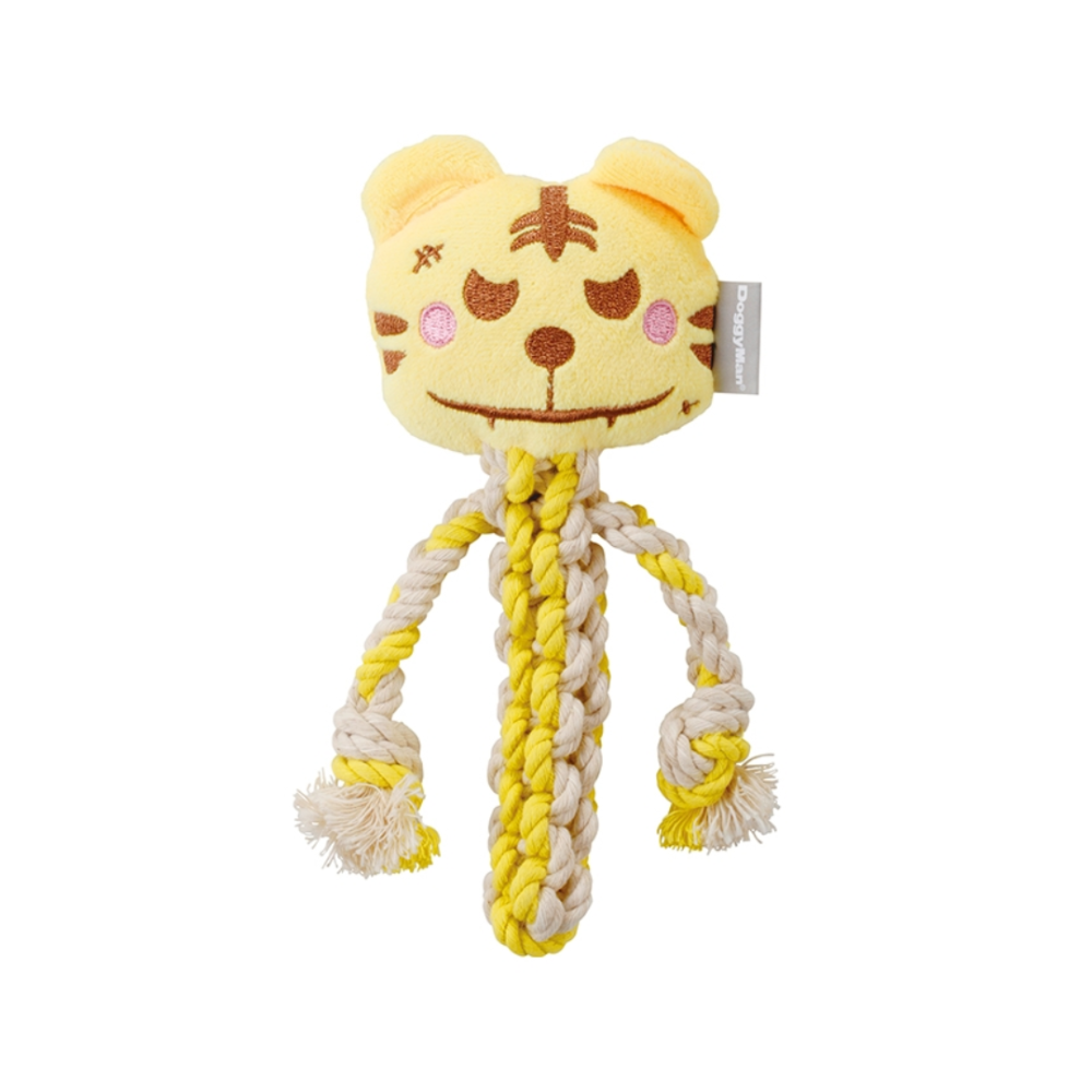 DoggyMan 狗狗棉繩潔牙玩具【發聲耐咬推薦】寵物發聲玩具 幼犬磨牙 狗玩具 潔牙繩 狗咬繩 黃虎 粉兔-規格圖9