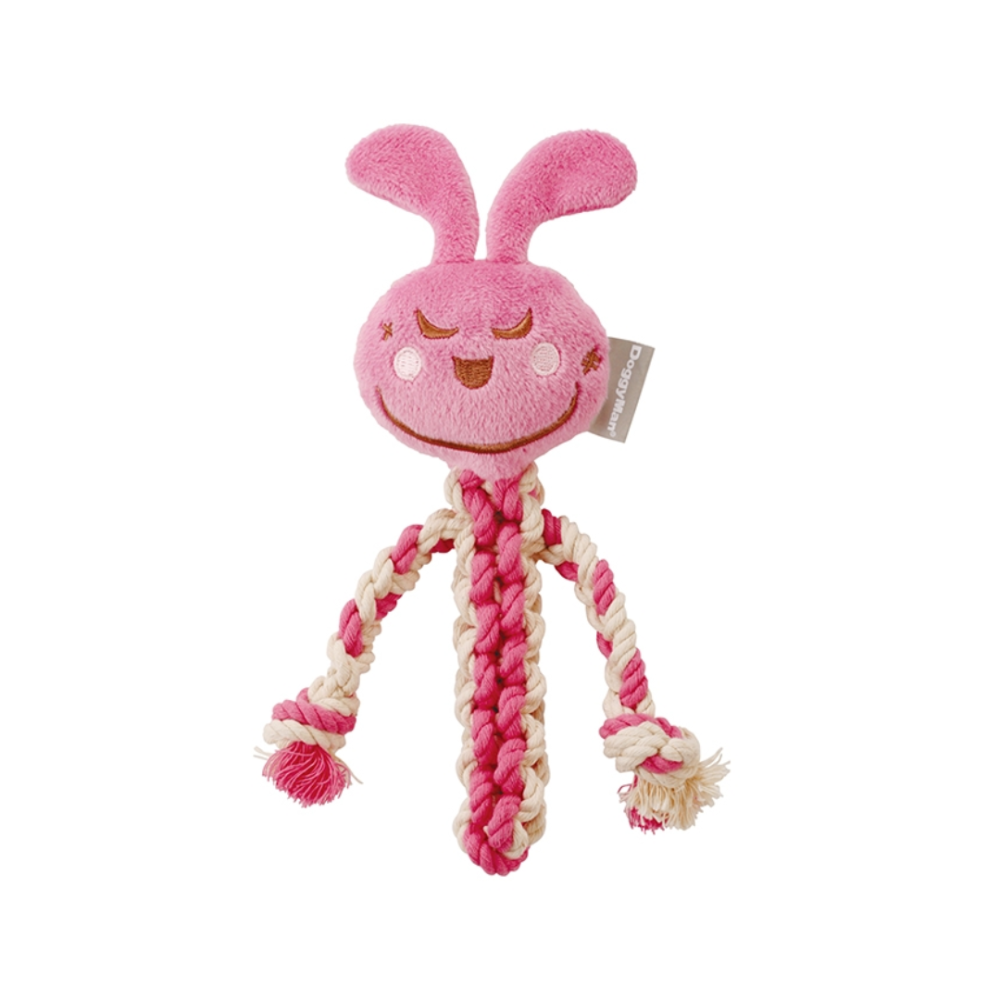 DoggyMan 狗狗棉繩潔牙玩具【發聲耐咬推薦】寵物發聲玩具 幼犬磨牙 狗玩具 潔牙繩 狗咬繩 黃虎 粉兔-規格圖9