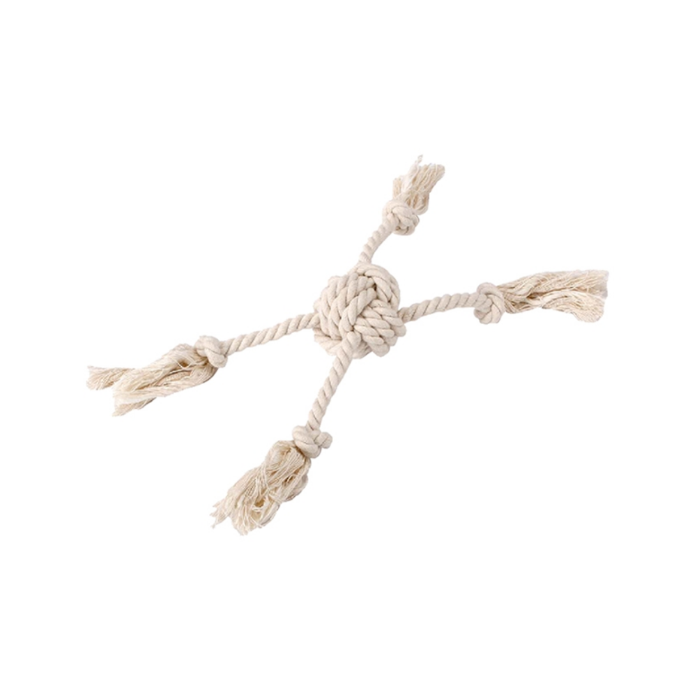 DoggyMan 棉質潔牙四向拉索玩具【無膠編織可水洗】狗狗磨牙玩具 寵物拉扯繩 潔牙結 耐咬紓壓 幼犬小型犬-細節圖2