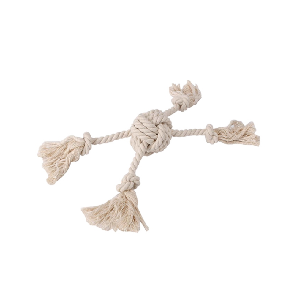 DoggyMan 棉質潔牙四向拉索玩具【無膠編織可水洗】狗狗磨牙玩具 寵物拉扯繩 潔牙結 耐咬紓壓 幼犬小型犬-細節圖3