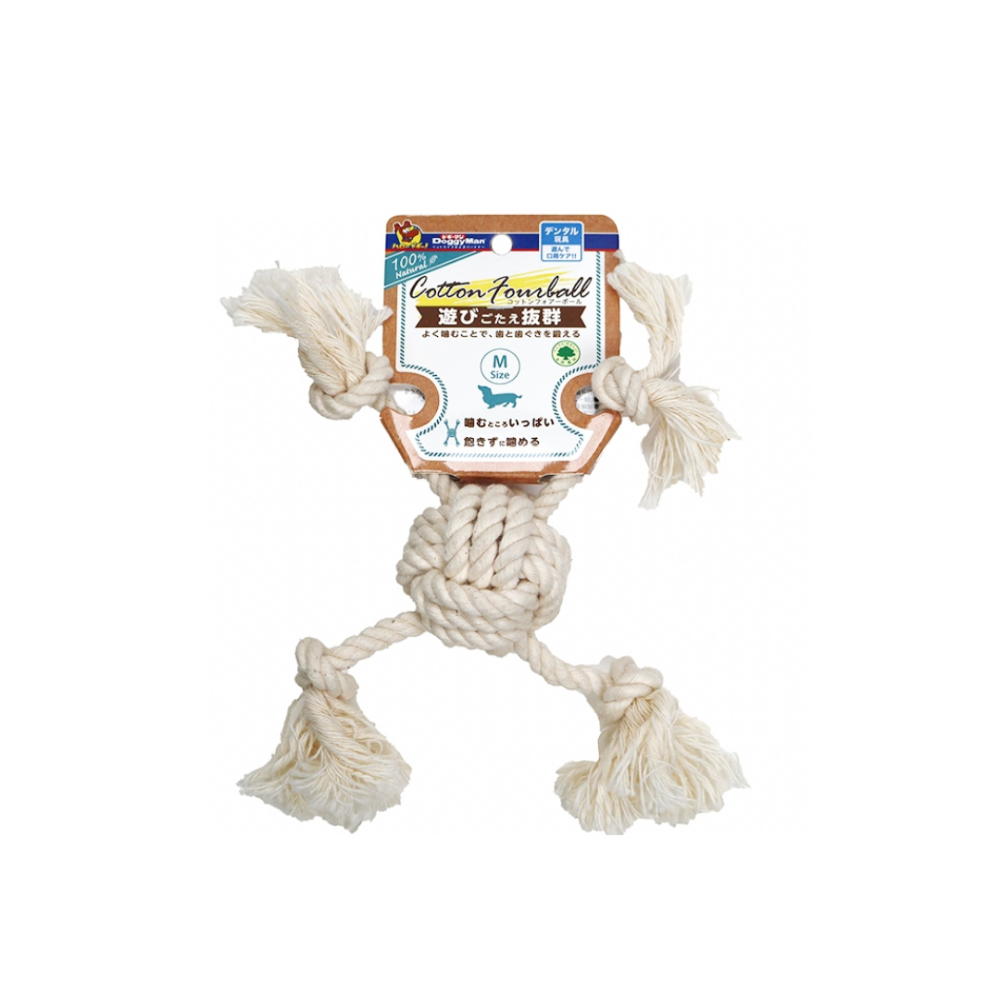 DoggyMan 棉質潔牙四向拉索玩具【無膠編織可水洗】狗狗磨牙玩具 寵物拉扯繩 潔牙結 耐咬紓壓 幼犬小型犬-規格圖3