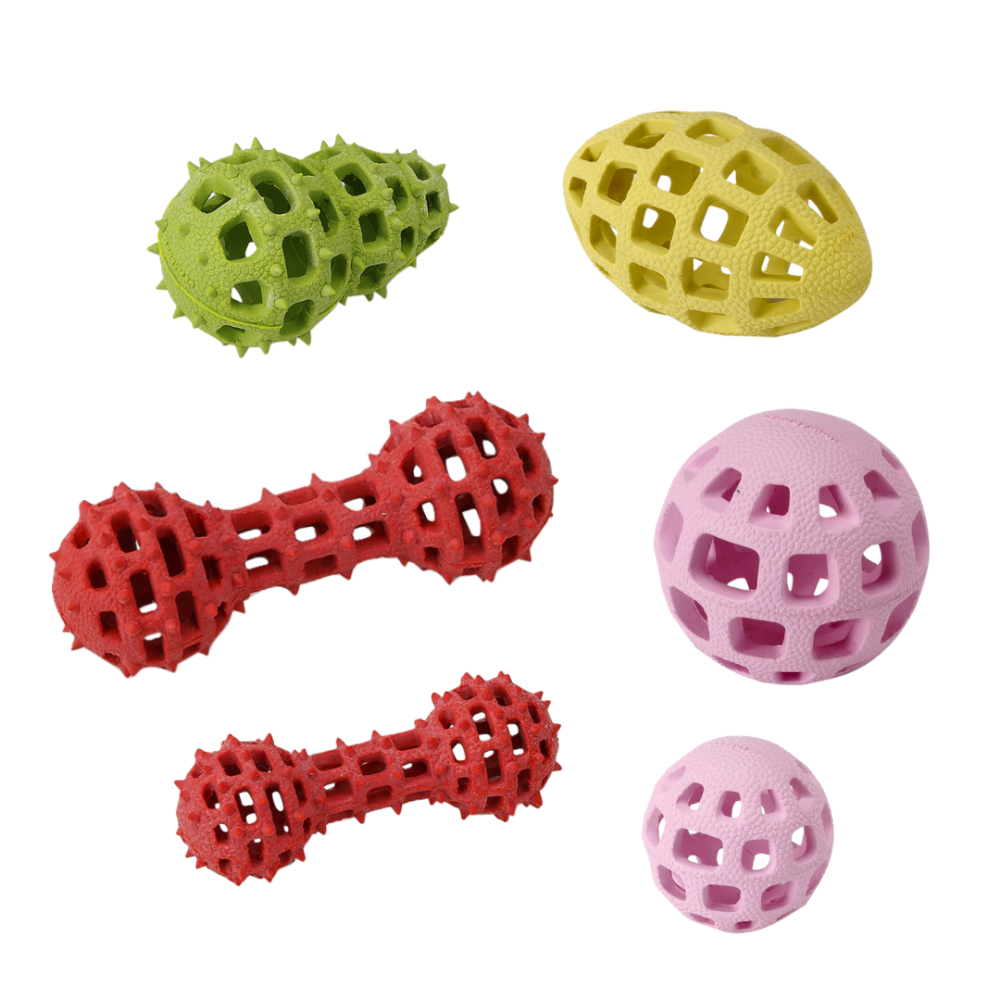 DoggyMan 益智漏食網狀橡膠玩具 【藏食解悶/潔牙舒壓】 狗狗啃咬玩具 寵物互動玩具 狗益智玩具 橡膠球 橄欖球-細節圖2