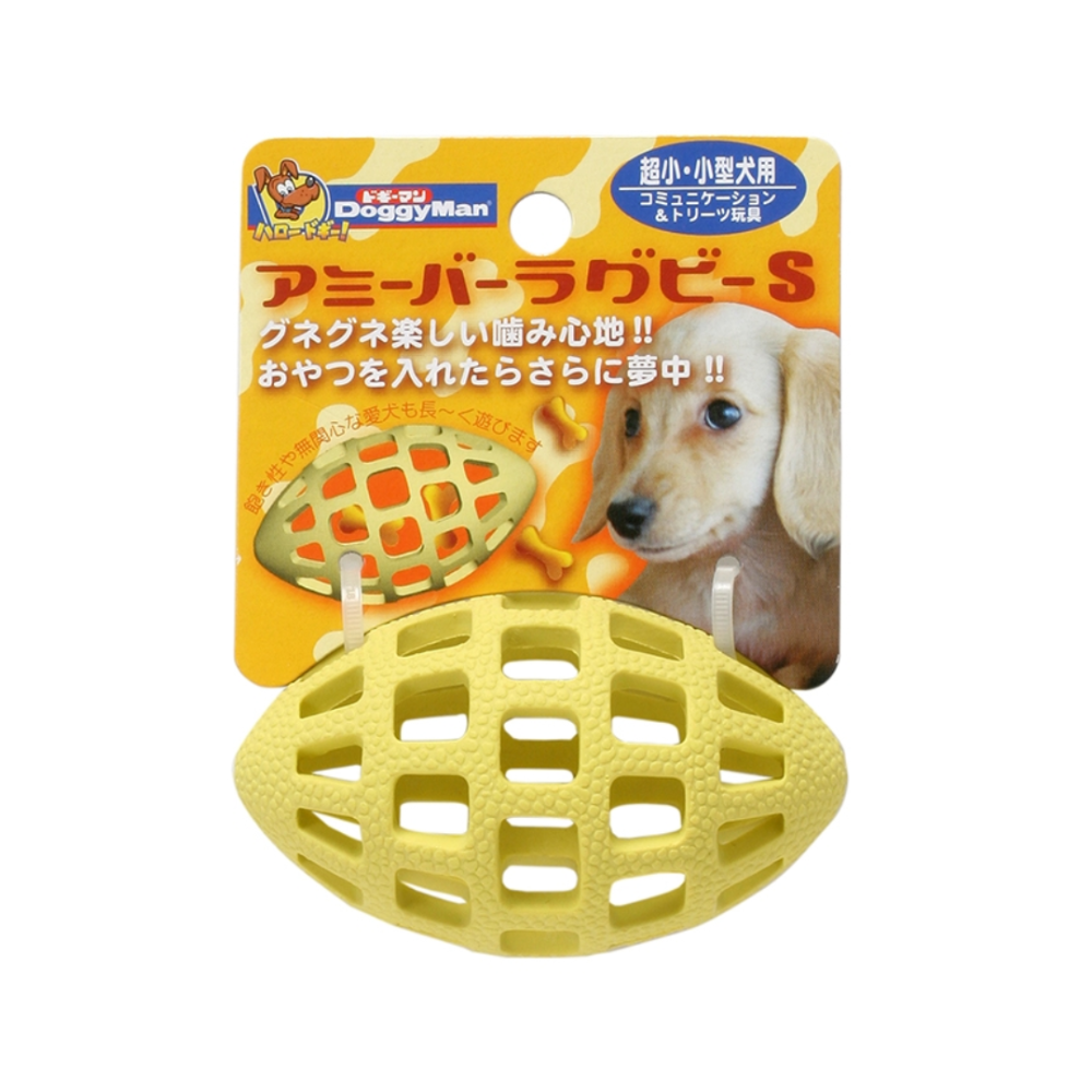 DoggyMan 益智漏食網狀橡膠玩具 【藏食解悶/潔牙舒壓】 狗狗啃咬玩具 寵物互動玩具 狗益智玩具 橡膠球 橄欖球-規格圖4