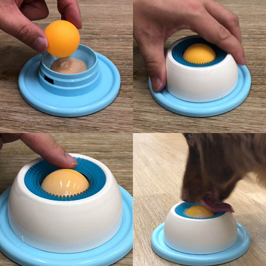 DoggyMan 日本製舔式味覺球餵食器 寵物肉泥餵食碗 慢食碗 扁臉貓狗友善 防飛濺 不易滴落 CattyMan-細節圖3