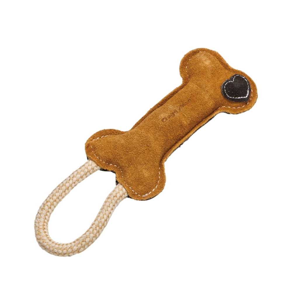 DoggyMan 犬用牛革拉扯玩具 骨頭造型｜激發狩獵本能 天然牛革＋棉麻繩 磨牙解悶 雙重口感 狗狗互動玩具-細節圖3