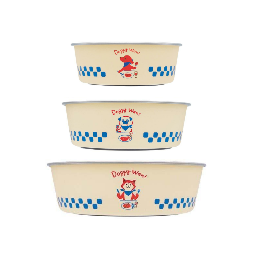 DoggyMan 狗狗食堂不鏽鋼止滑碗 防滑狗碗 寵物不鏽鋼餐具 復古風飼料碗 寵物飲水碗 防推翻-細節圖3