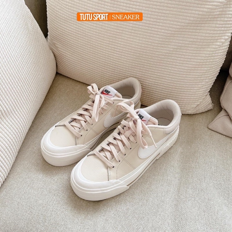 日本代購 Nike Court Legacy Lift 厚底 解構 奶茶 DM7590-200 白黑 100-細節圖2