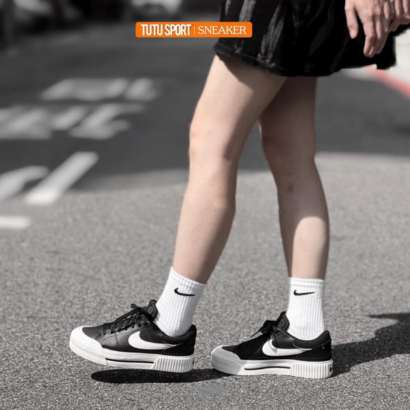 日本代購 Nike Court Legacy Lift 厚底 解構 奶茶 DM7590-200 白黑 100-細節圖4