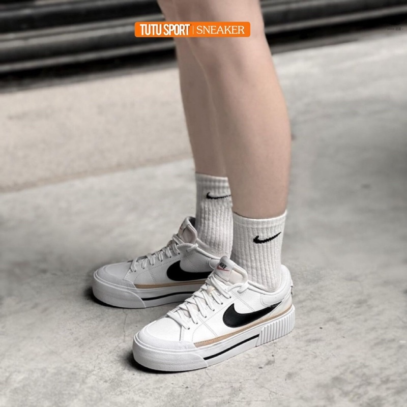 日本代購 Nike Court Legacy Lift 厚底 解構 奶茶 DM7590-200 白黑 100-細節圖5