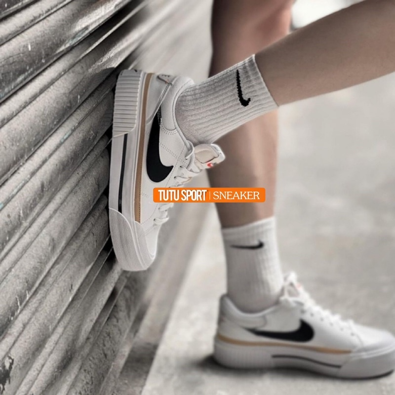 日本代購 Nike Court Legacy Lift 厚底 解構 奶茶 DM7590-200 白黑 100-細節圖6