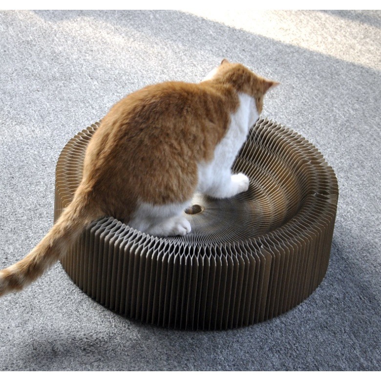 折疊收縮式貓抓碗 收縮式圓形貓抓碗 貓抓碗 瓦愣紙 折疊式貓抓碗 外出式貓抓碗 超大直徑-細節圖4