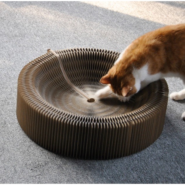 折疊收縮式貓抓碗 收縮式圓形貓抓碗 貓抓碗 瓦愣紙 折疊式貓抓碗 外出式貓抓碗 超大直徑-細節圖5