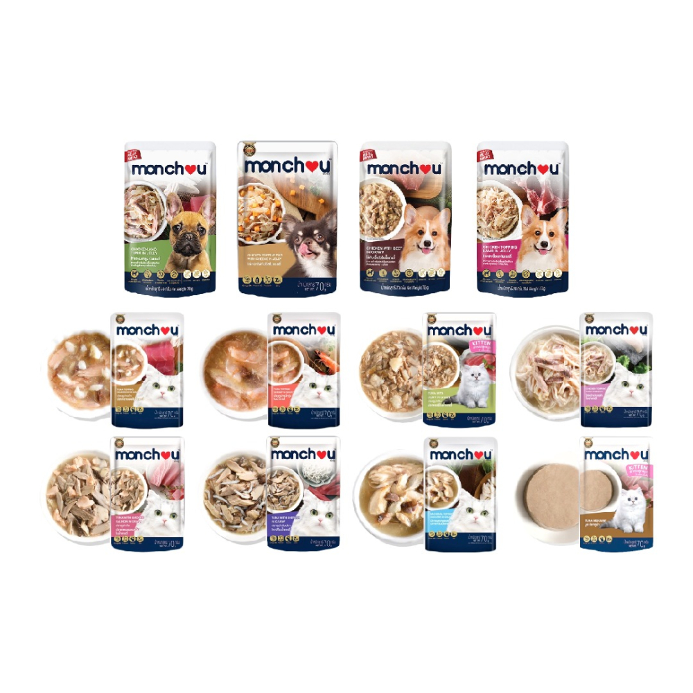 Monchou 萌啾 真肉煲餐包 貓餐包 狗餐包 餐包 真肉煲 貓點心 狗點心 補水餐包 湯包 原型肉塊 70g-細節圖2