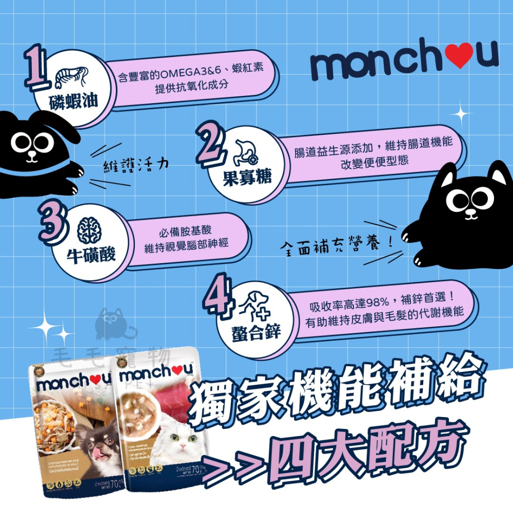 Monchou 萌啾 真肉煲餐包 貓餐包 狗餐包 餐包 真肉煲 貓點心 狗點心 補水餐包 湯包 原型肉塊 70g-細節圖4