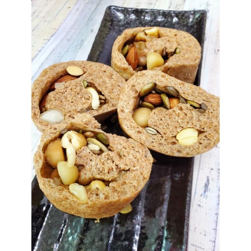 嘉義吉芳包子饅頭/全麥無糖堅果包(素食) 100％全麥無糖饅頭 .高纖 .養生 糖尿病可食、高血糖飲食.(5顆裝)-細節圖4