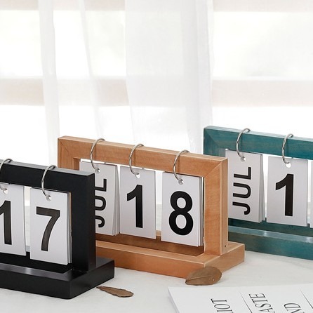 原木翻頁日曆 創意日曆 萬年曆 桌曆 桌面裝飾 北歐 ins風 居家 辦公桌面擺設 質感家飾 無印風 三角桌曆 木質擺件-細節圖5