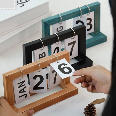 原木翻頁日曆 創意日曆 萬年曆 桌曆 桌面裝飾 北歐 ins風 居家 辦公桌面擺設 質感家飾 無印風 三角桌曆 木質擺件-細節圖7